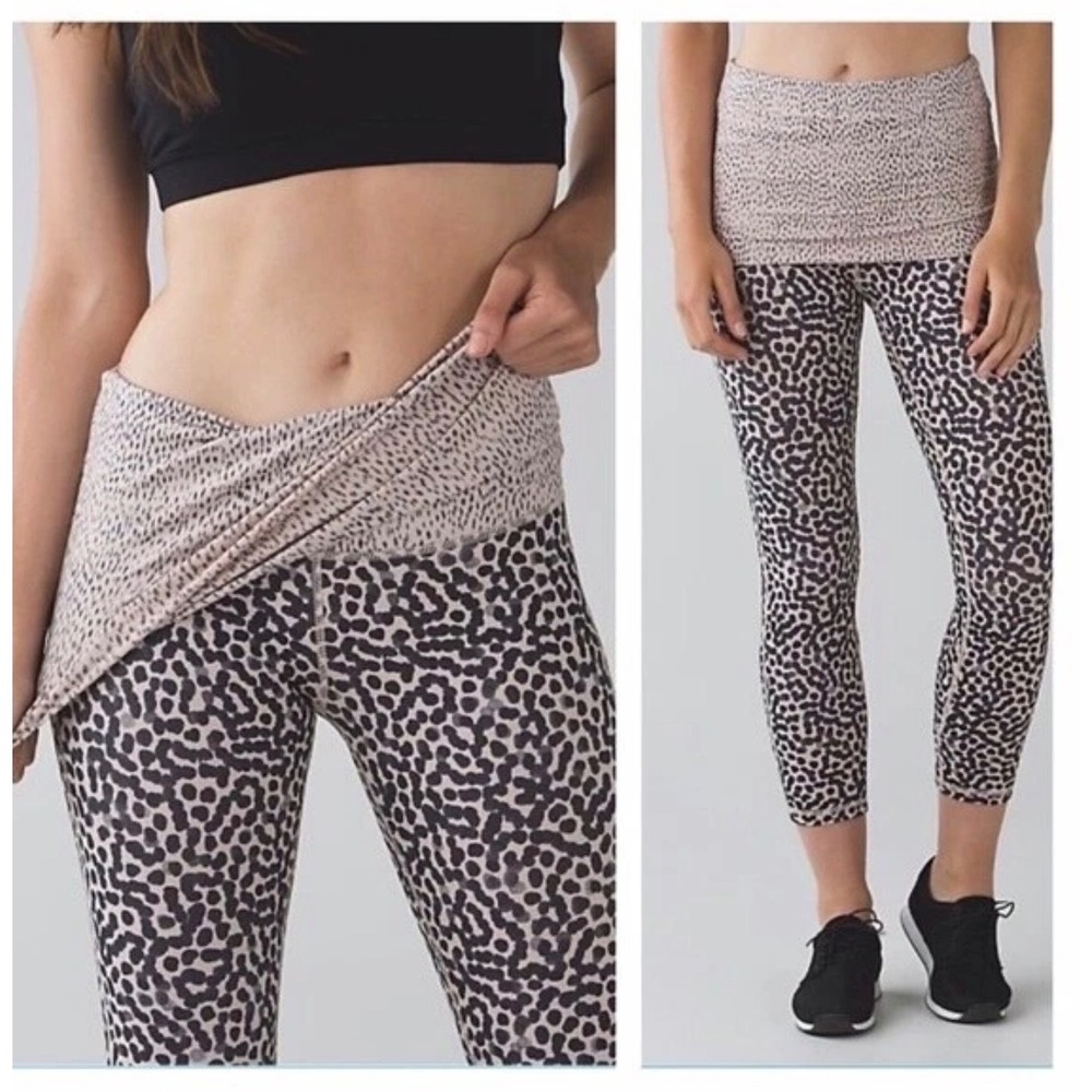 Lululemon Wunder Under Dance Away Leopard Skirt Leggings Size 8 Balletcore